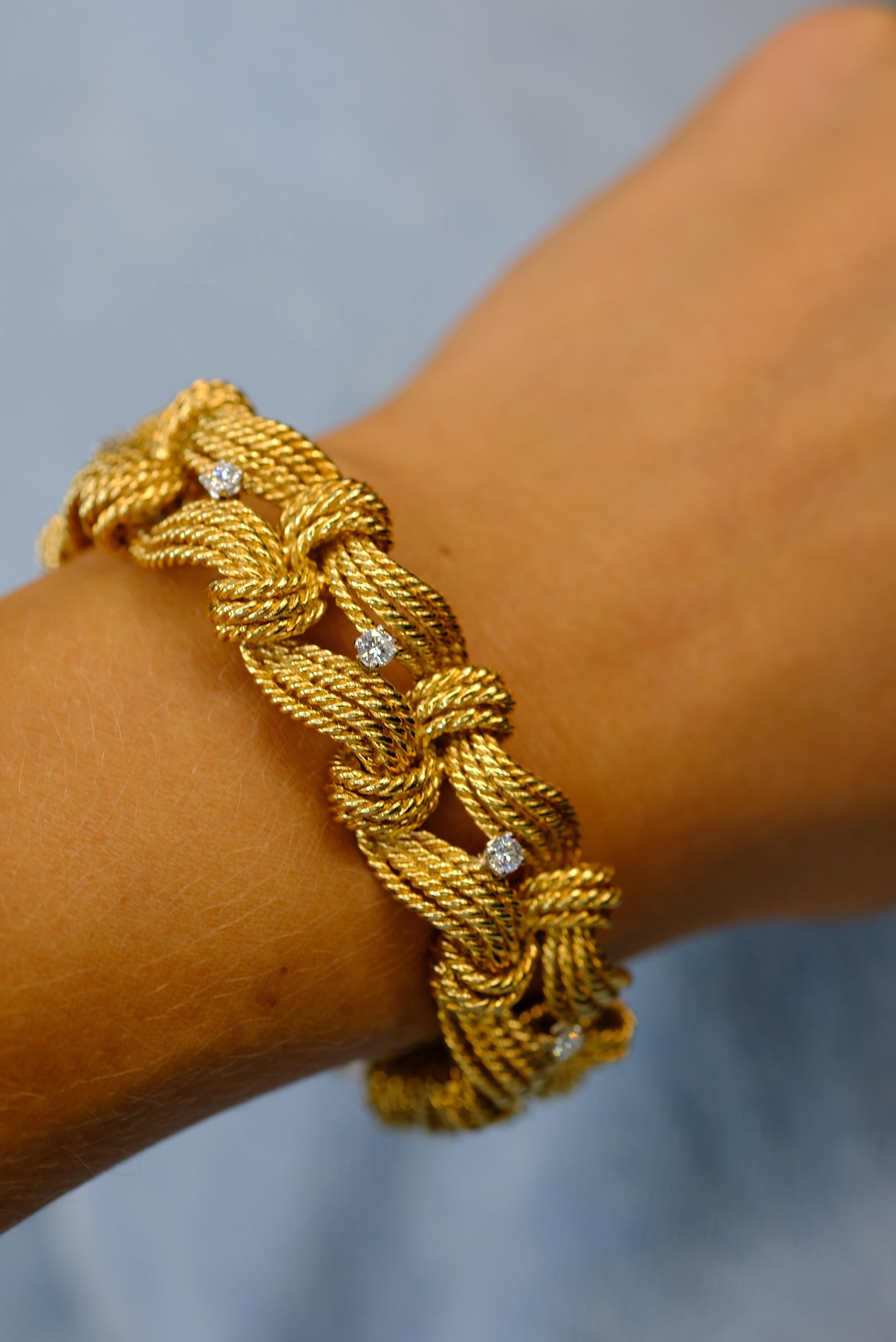 Van Cleef & Arpels - Bracciale in oro giallo 18 carati con diamanti e corda in vendita 5