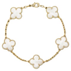 Van Cleef & Arpels 18k Yellow Gold Vintage Alhambra Mother of Pearl Bracelet