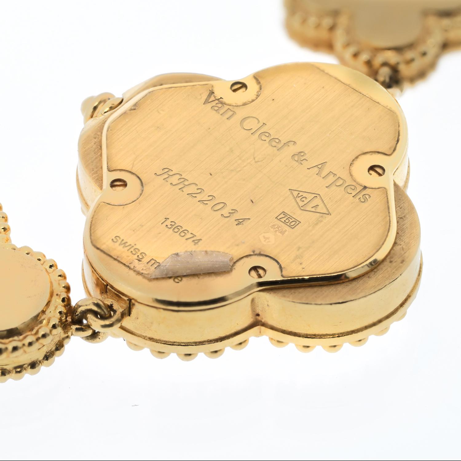 Van Cleef & Arpels 18k Yellow Gold Vintage Alhambra Onyx Ladies Watch 3
