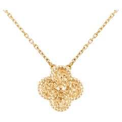 Van Cleef & Arpels 18K Yellow Gold Vintage Alhambra Pendant Necklace Chain