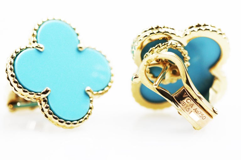 Van Cleef and Arpels 18 Karat Yellow Gold Magic Alhambra Turquoise