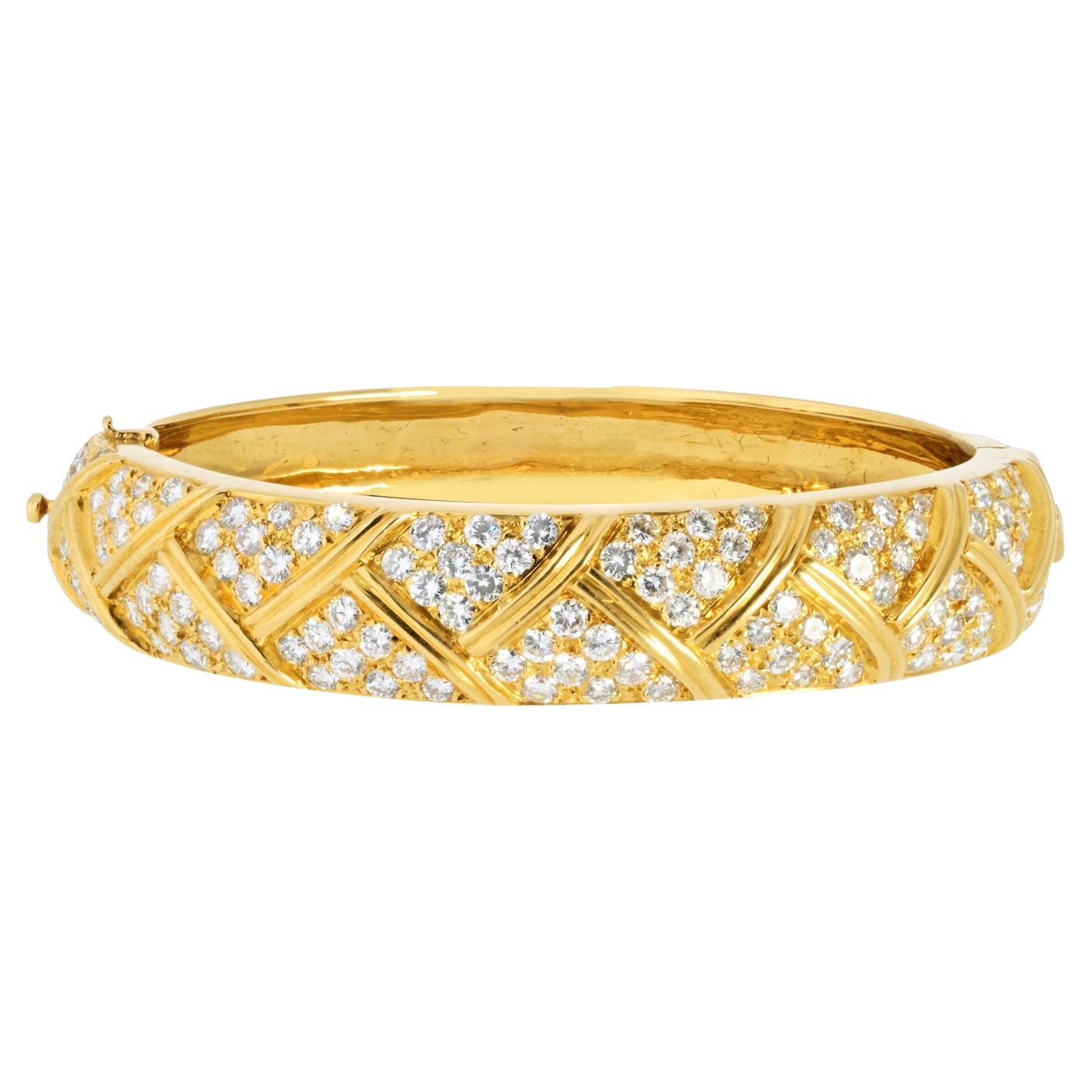 Van Cleef & Arpels 18K Yellow Gold Vintage Diamond Bangle Bracelet