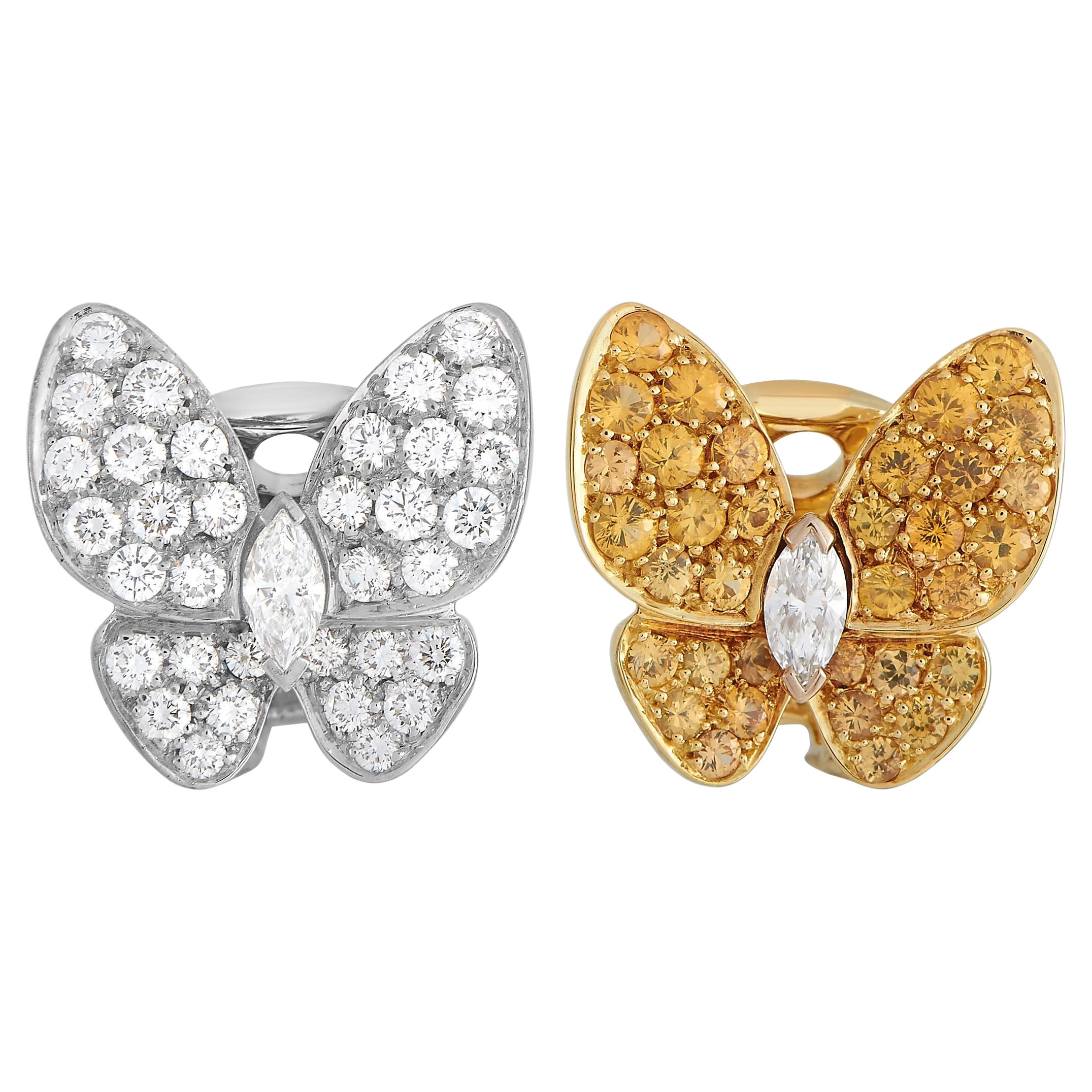 Van Cleef 
Arpels 18K Yellow Gold, White Gold 0.99 ct Diamond and Sapphire