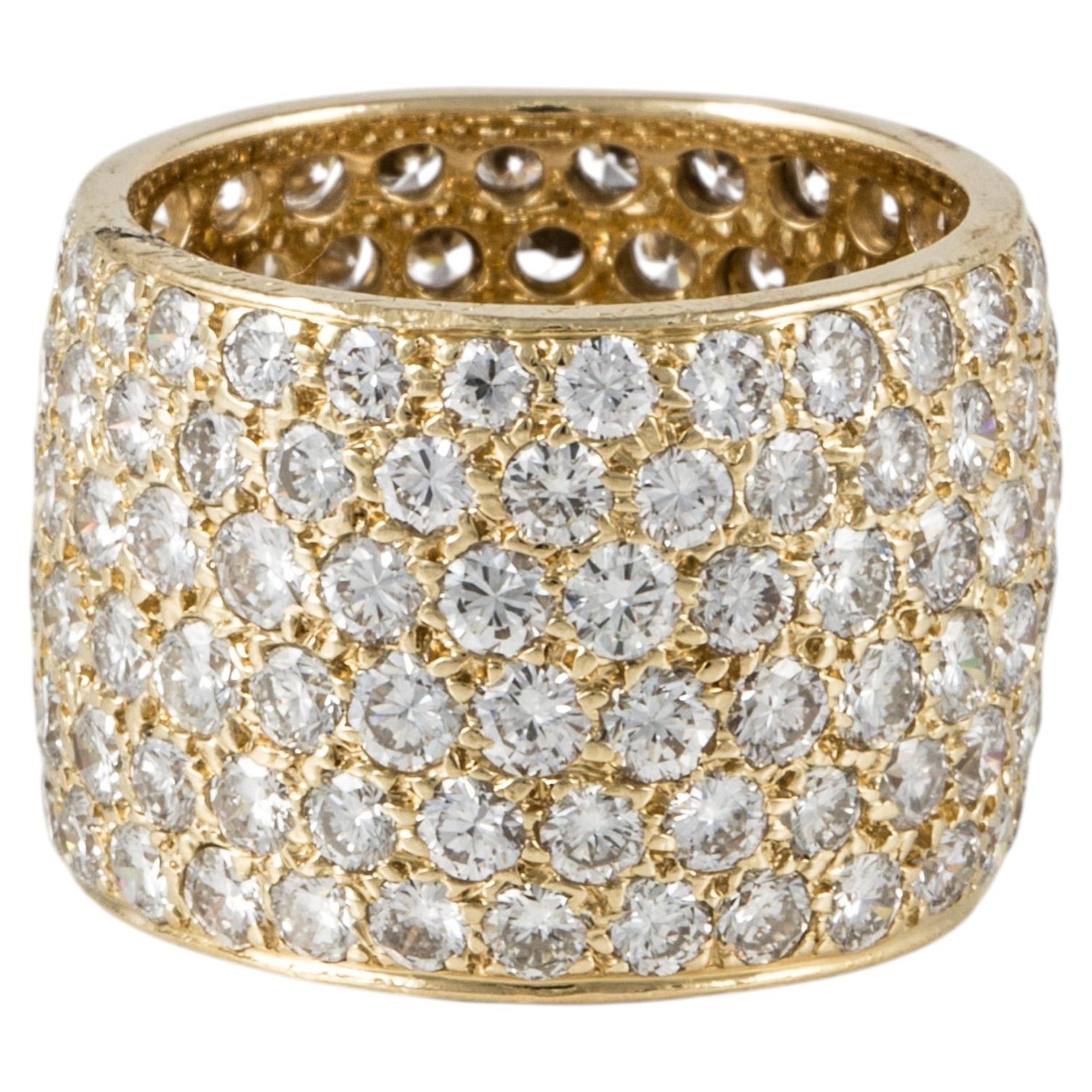 Van Cleef & Arpels 18K Yellow Gold Wide Pavé Diamond Eternity Band