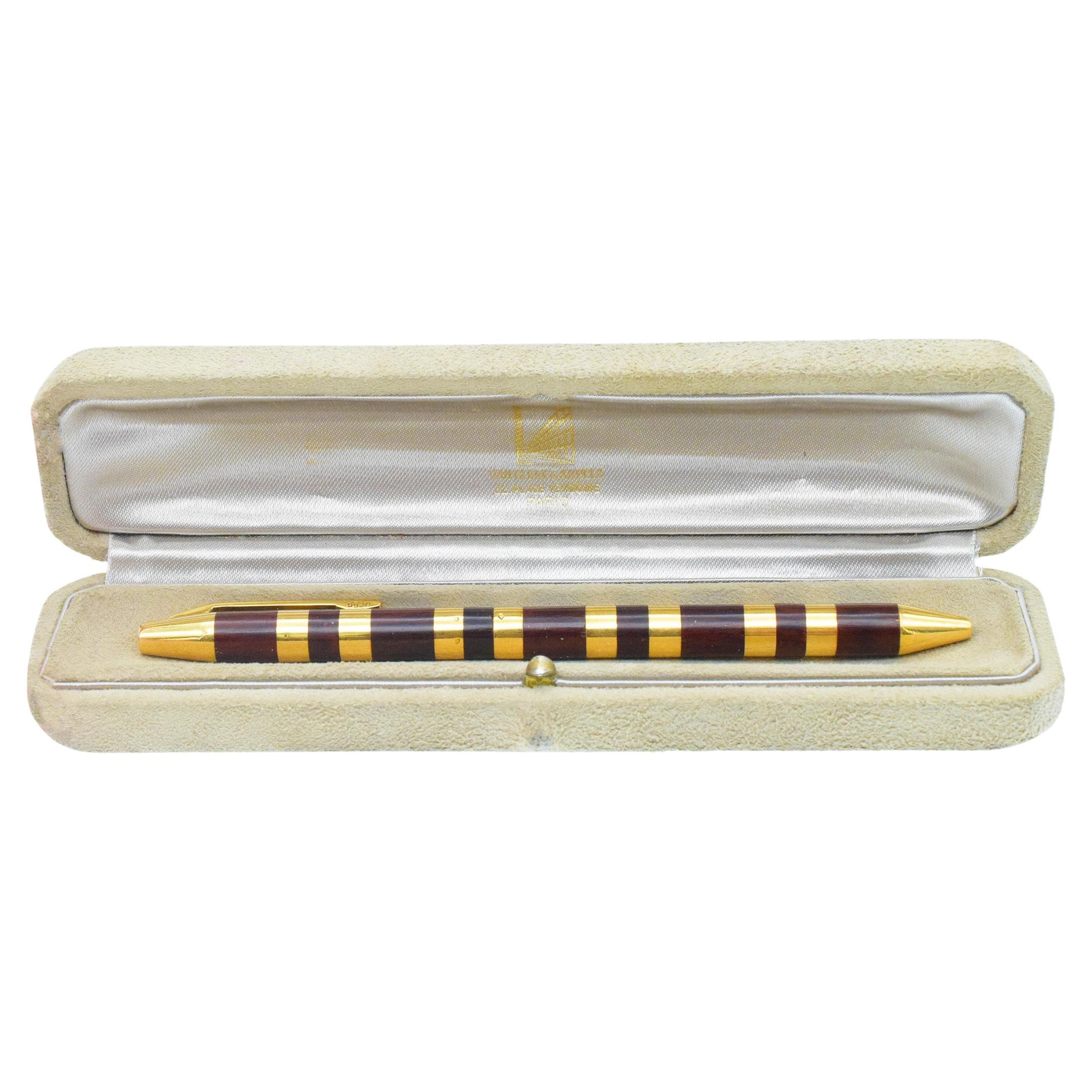 Van Cleef & Arpels 18k Yellow Gold & Wood Pen.