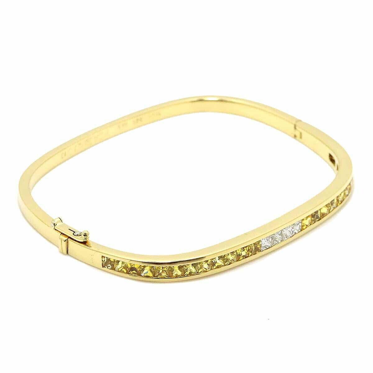 Van Cleef & Arpels 18k Gelbgold, gelber Saphir und Diamant Armreif Armband (Carréeschliff) im Angebot