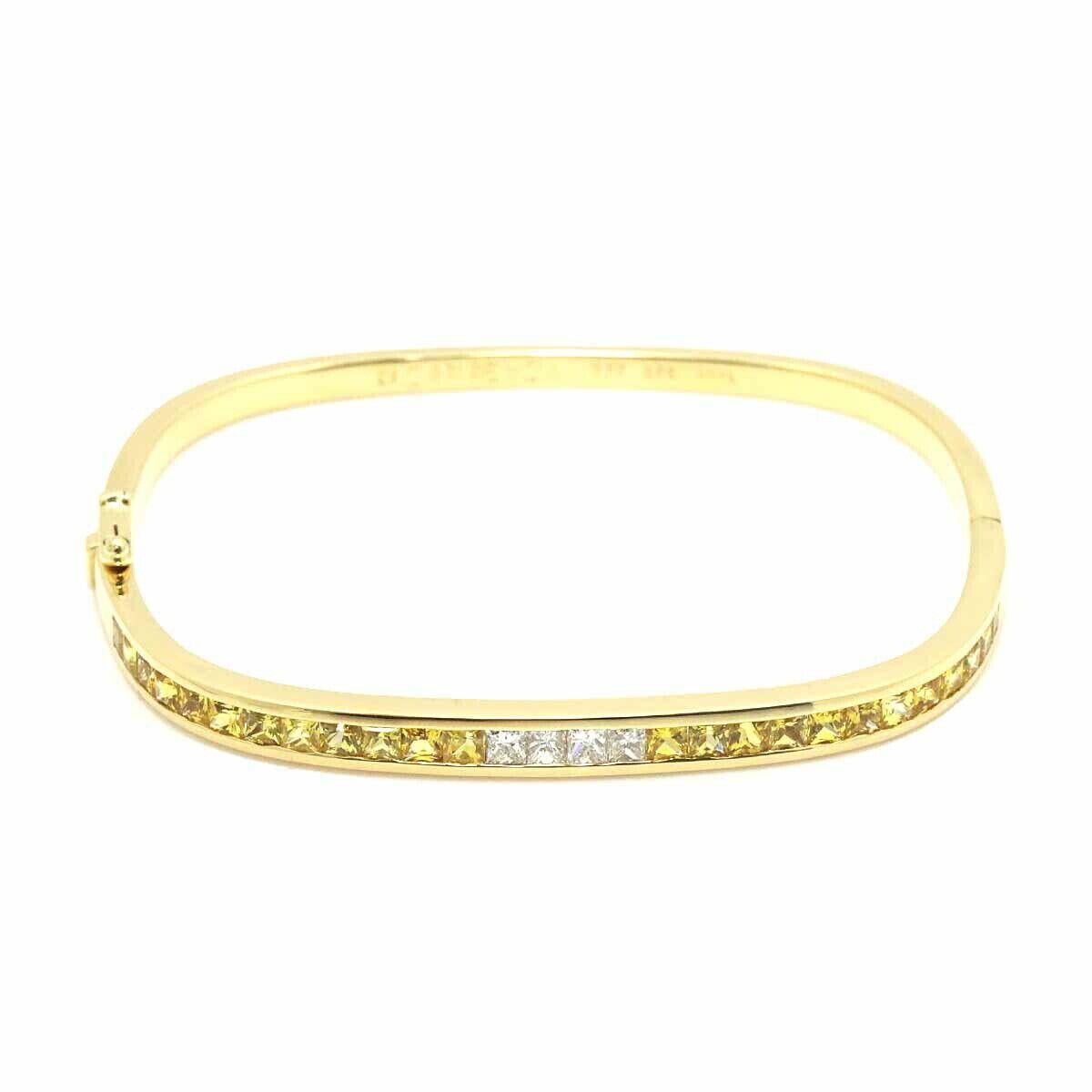 Women's or Men's Van Cleef & Arpels 18k Yellow Gold, Yellow Sapphire & Diamond Bangle Bracelet For Sale