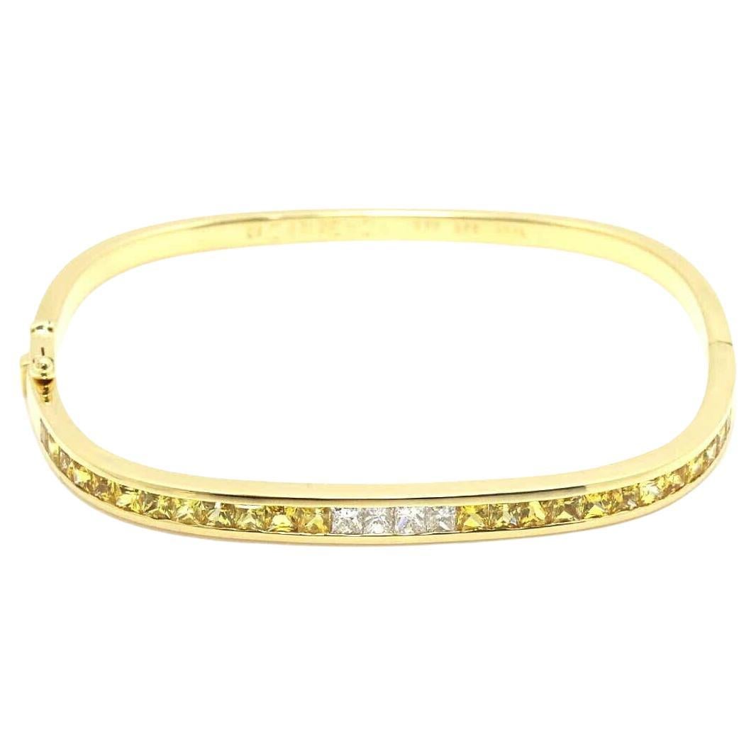 Van Cleef & Arpels 18k Yellow Gold, Yellow Sapphire & Diamond Bangle Bracelet