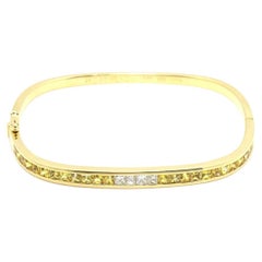 Vintage Van Cleef & Arpels 18k Yellow Gold, Yellow Sapphire & Diamond Bangle Bracelet