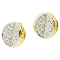 Van Cleef & Arpels 18K Yellow & White Gold and Diamond Pave Vintage Earclips