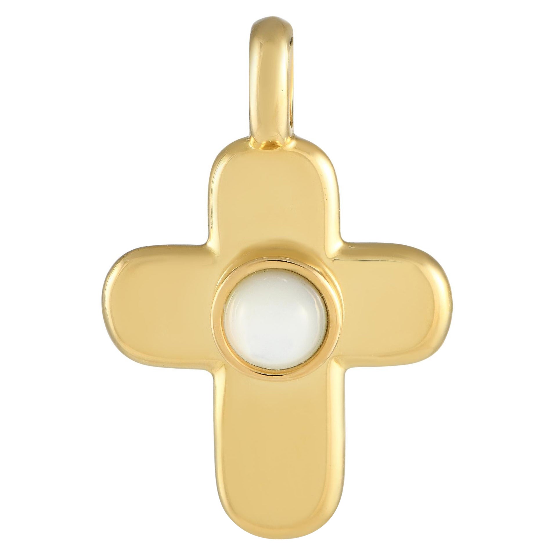 Van Cleef & Arpels: 18 Karat Gelbgold Perlmutt-Kreuz-Anhänger