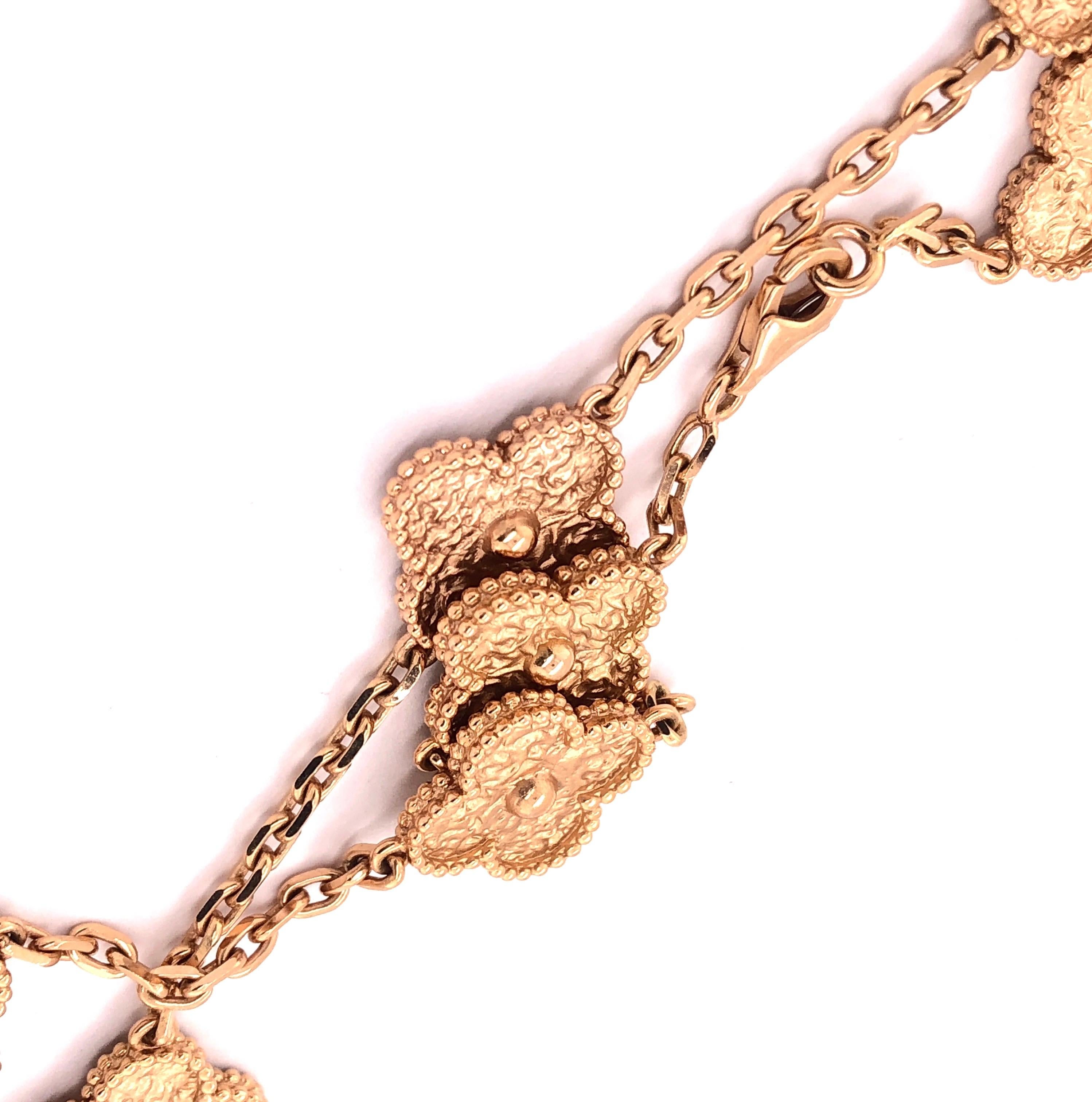 Van Cleef & Arpels 18 Karat Yellow Gold Alhambra 10 Motifs Necklace, Vintage 3