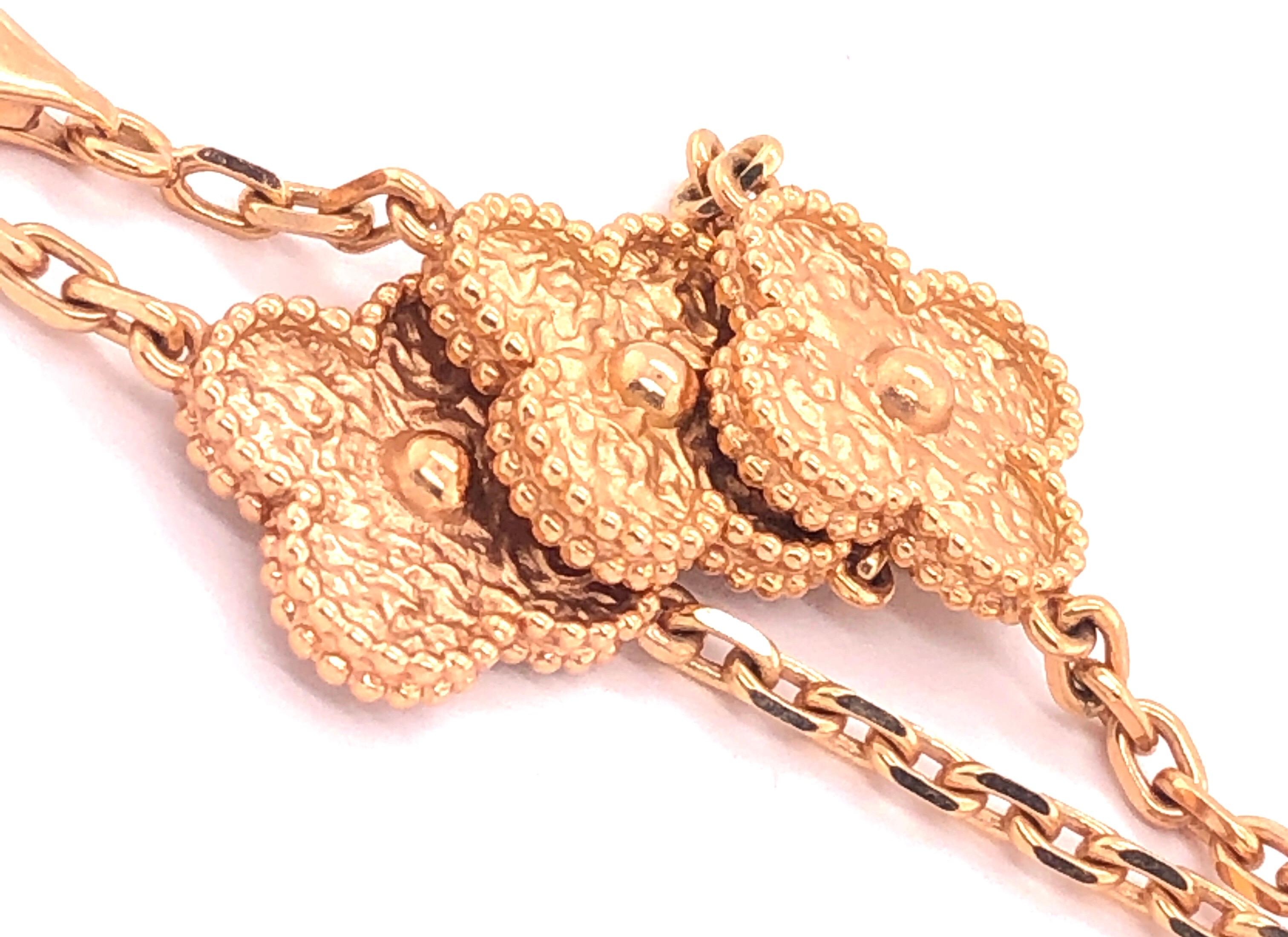 Van Cleef & Arpels 18 Karat Yellow Gold Alhambra 10 Motifs Necklace, Vintage 4