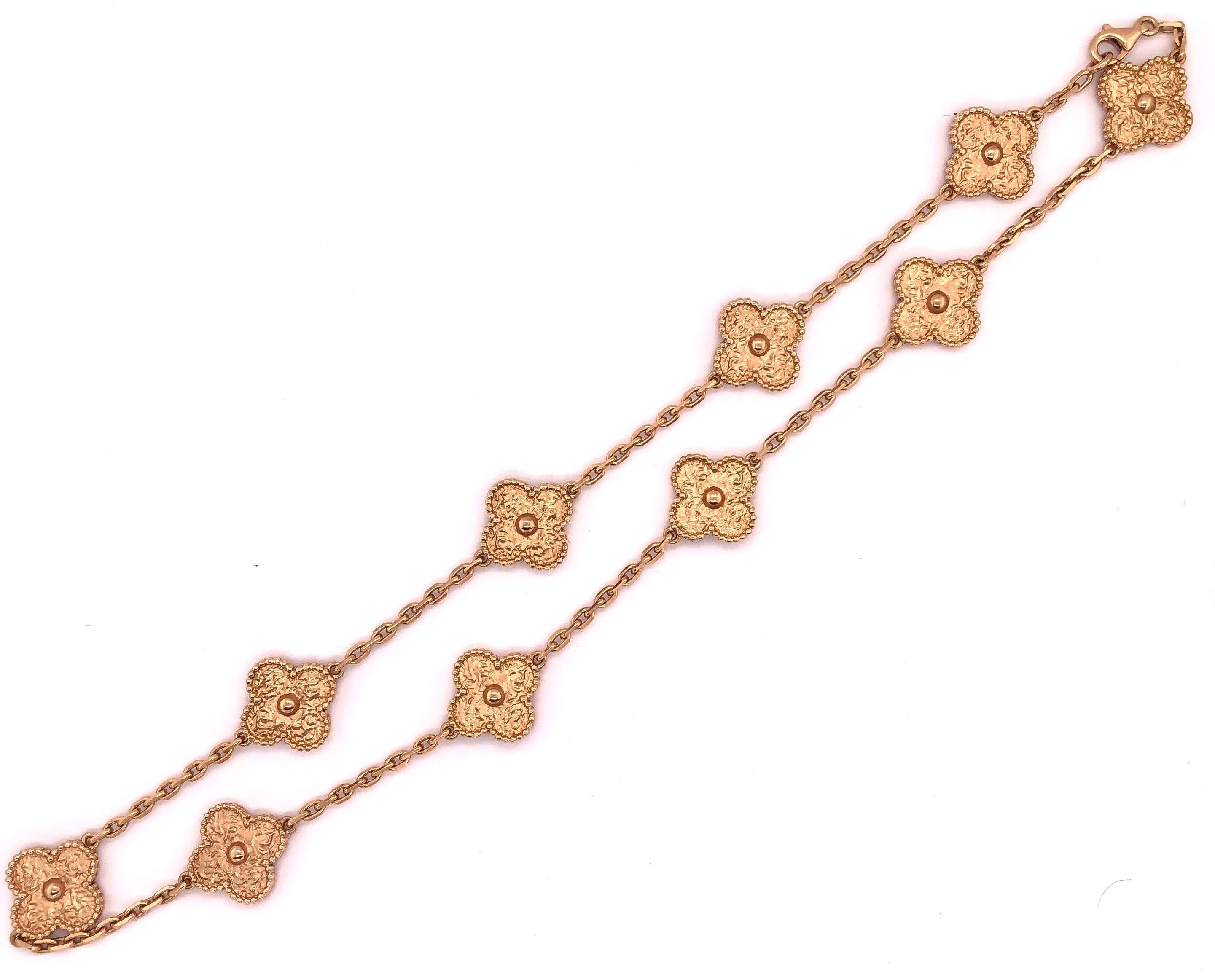 Van Cleef & Arpels 18 Karat Yellow Gold Alhambra 10 Motifs Necklace, Vintage 1