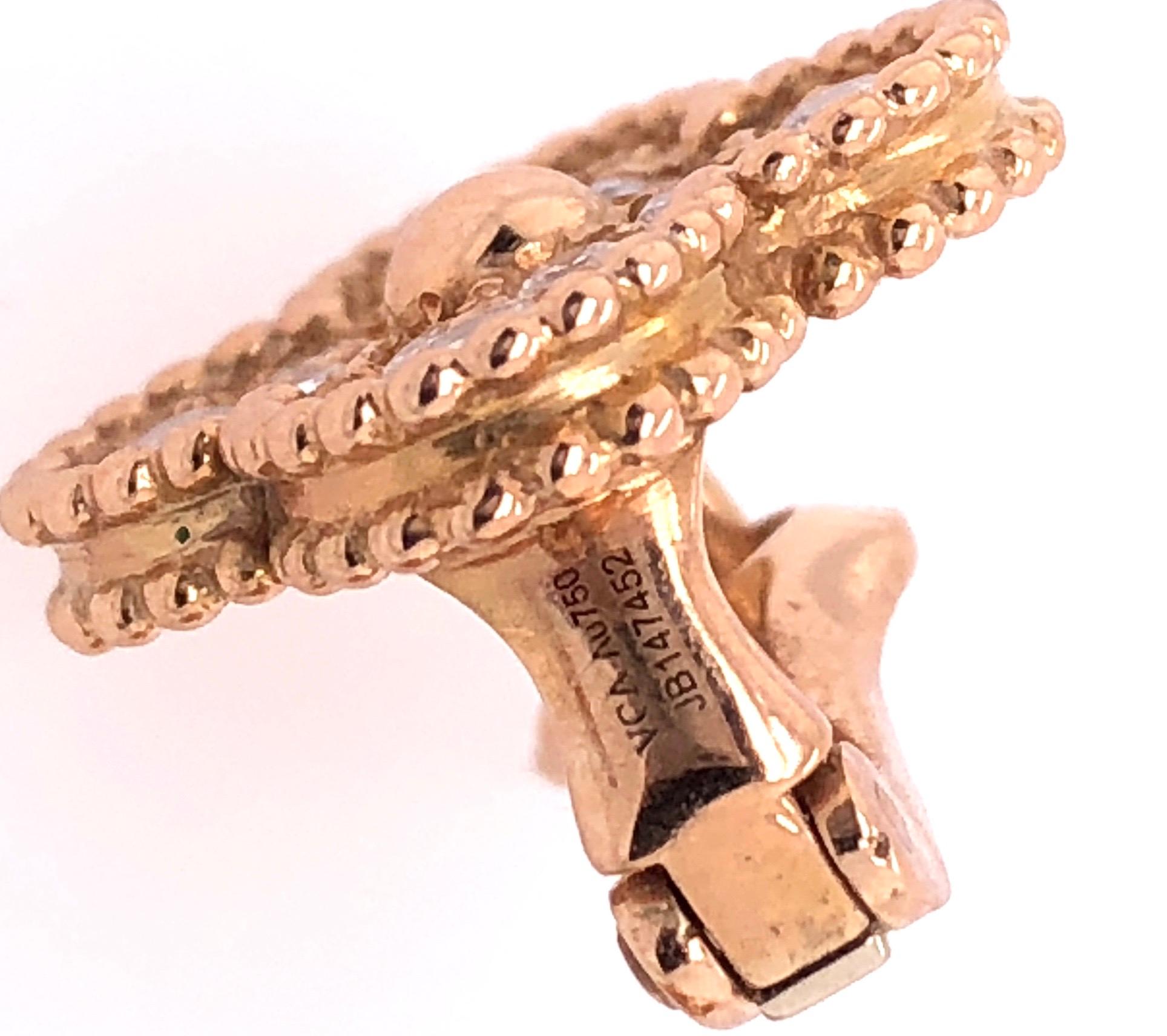 Van Cleef & Arpels 18 Karat Yellow Rose Gold Alhambra Diamond Earrings 2