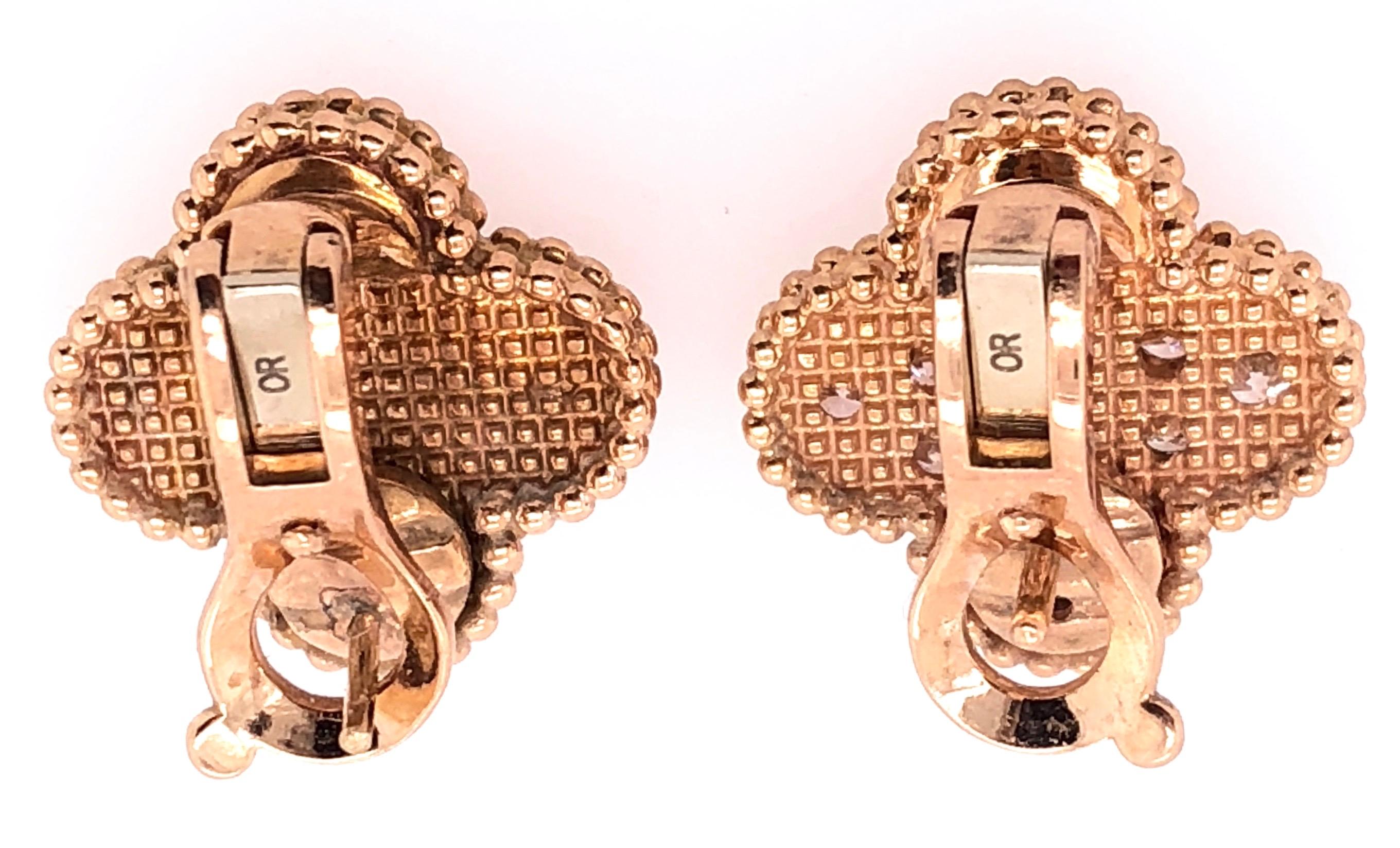 Van Cleef & Arpels 18 Karat Yellow Rose Gold Alhambra Diamond Earrings In Good Condition In Manhasset, NY