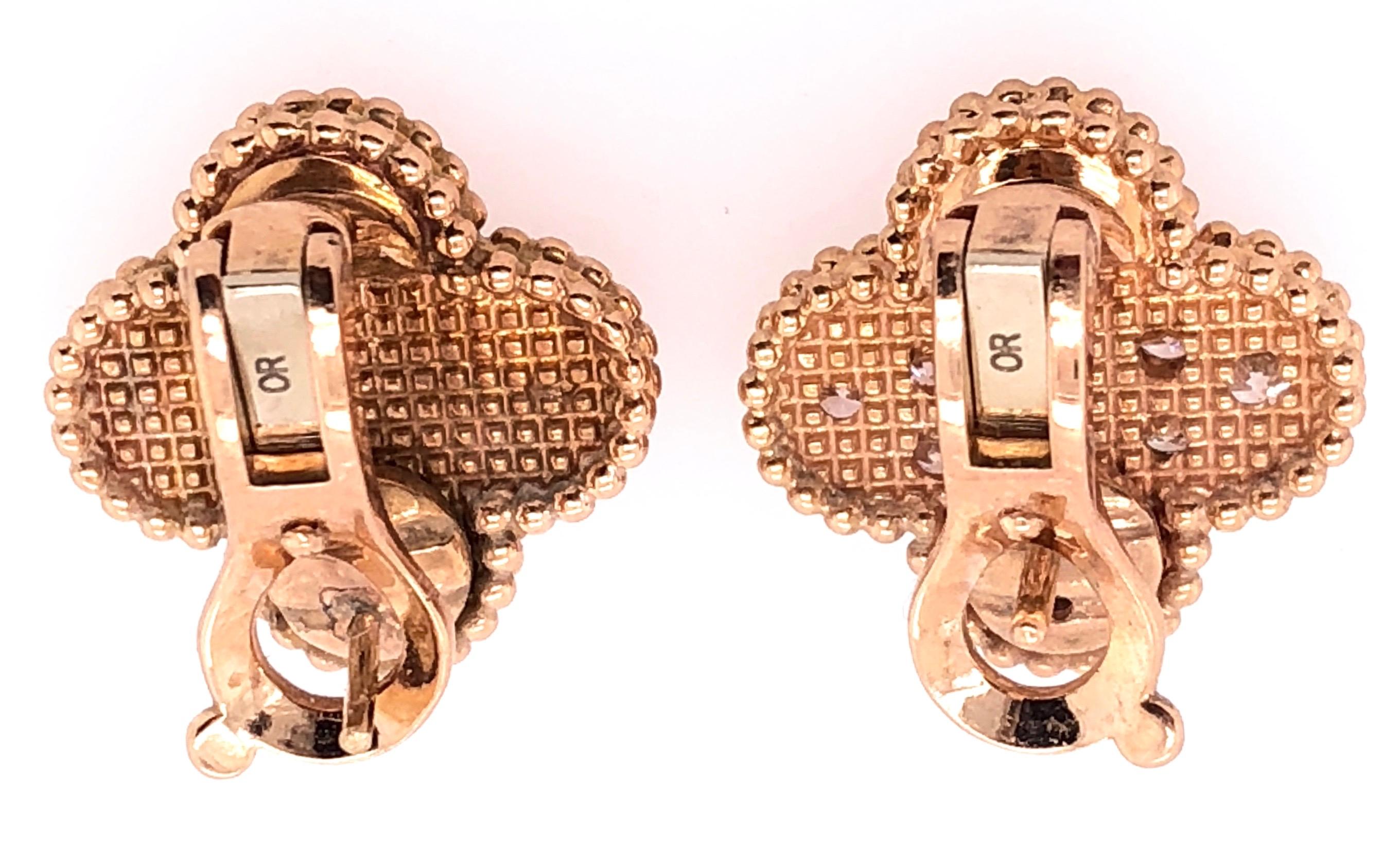 Van Cleef & Arpels 18 Karat Yellow Rose Gold Alhambra Diamond Earrings In Good Condition In Stamford, CT