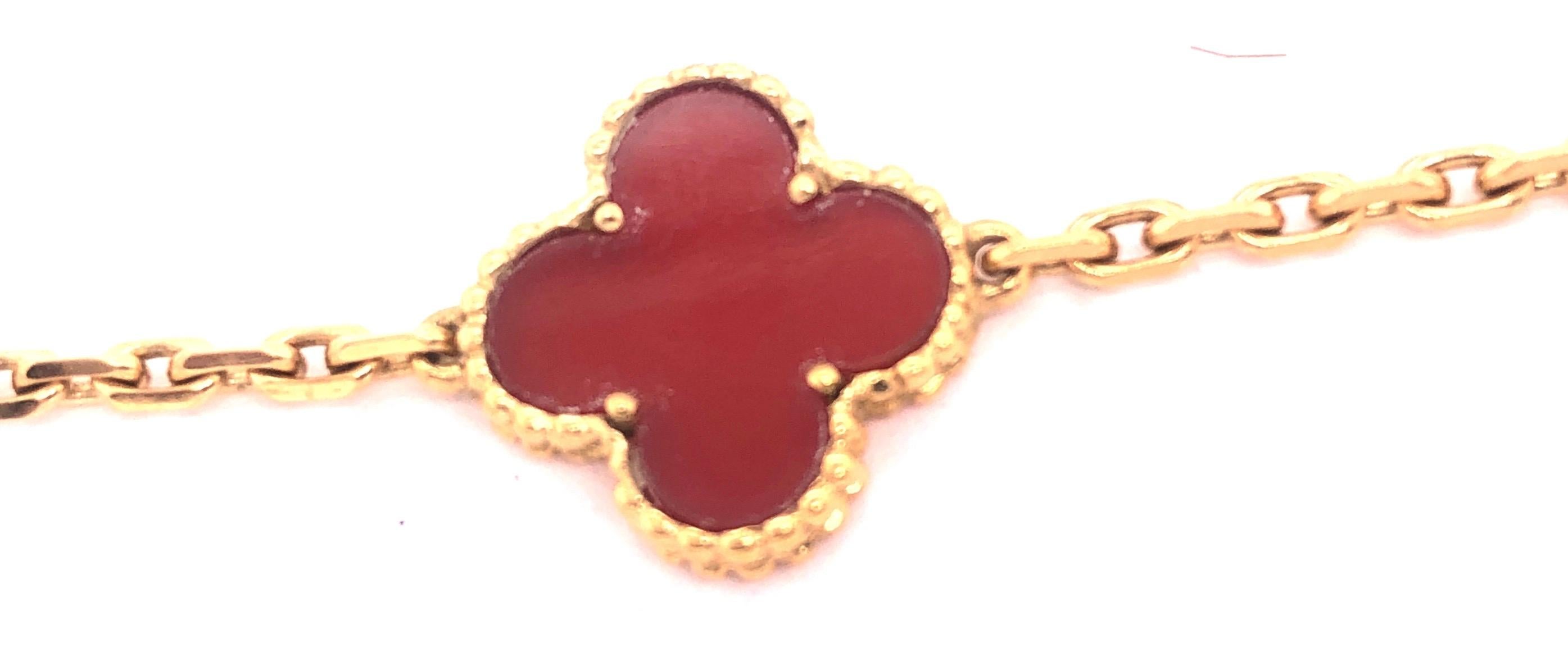 Van Cleef & Arpels 18 Karat Yellow Gold Carnelian 10 Motif Necklace 8