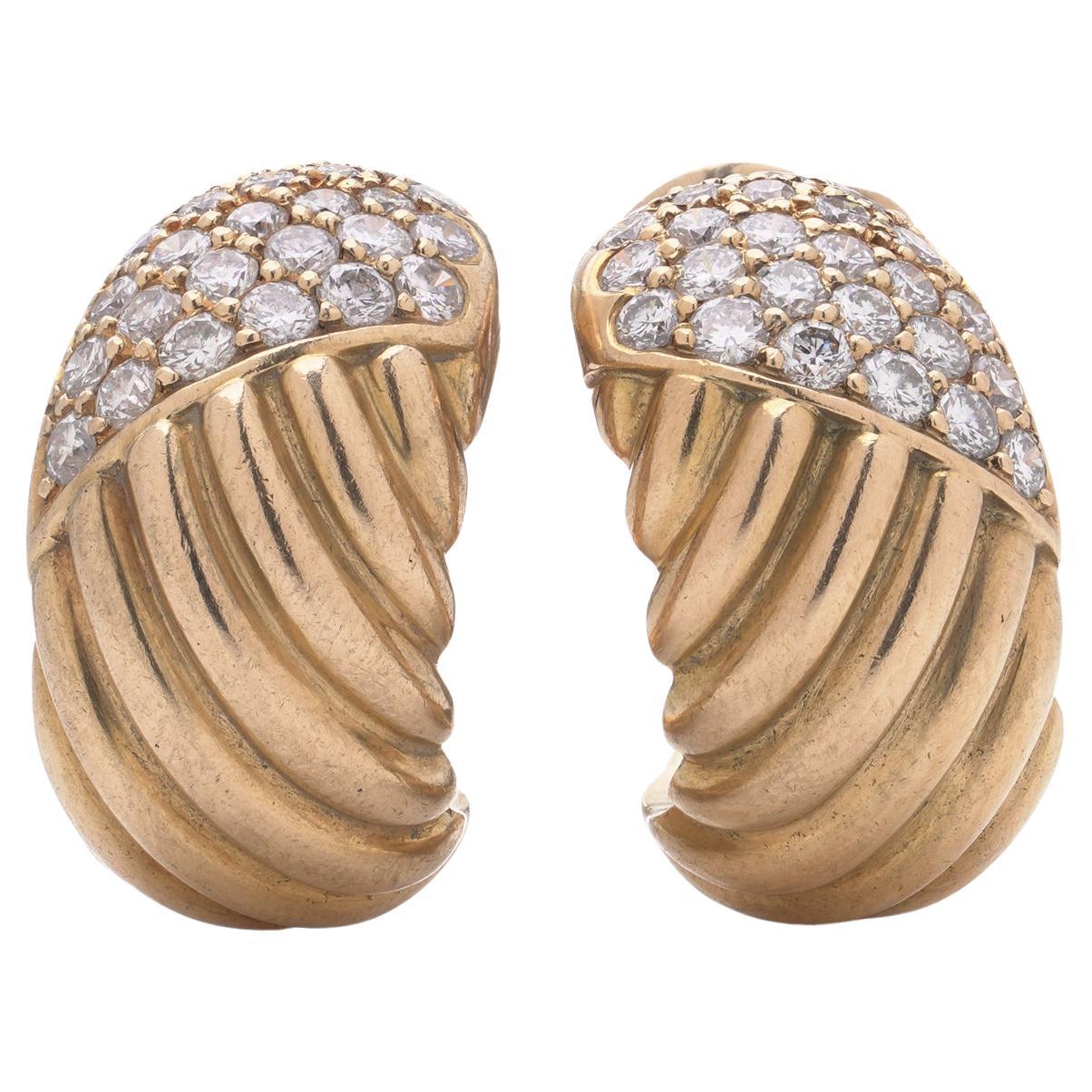 Van Cleef & Arpels - Orecchini a clip con diamanti in oro giallo 18kt, anni '70-'80