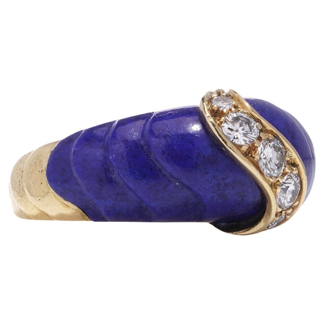 Van Cleef & Arpels 18kt yellow gold Lapis Lazuli and Diamond dome ring.