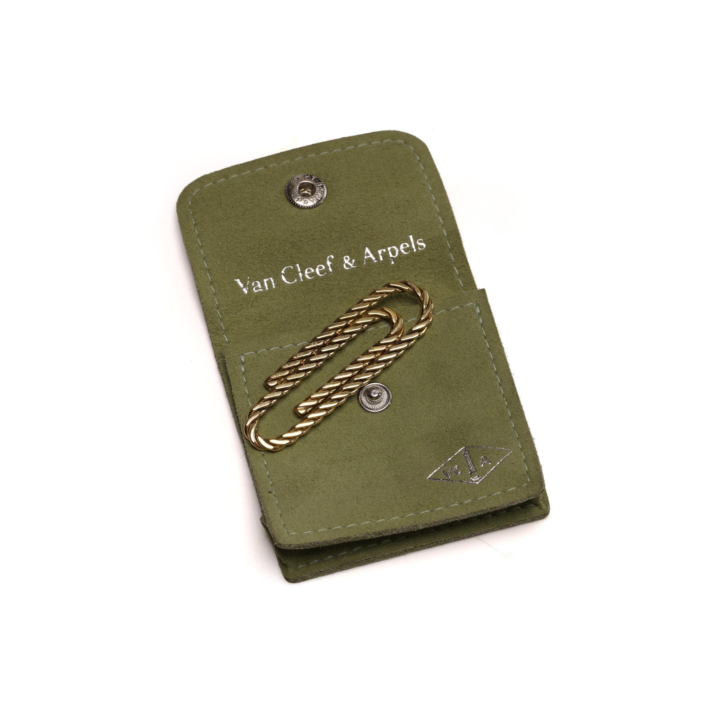 Van Cleef & Arpels 18kt Yellow Gold Twisted Rope Paper Clip Money Clip For Sale 1