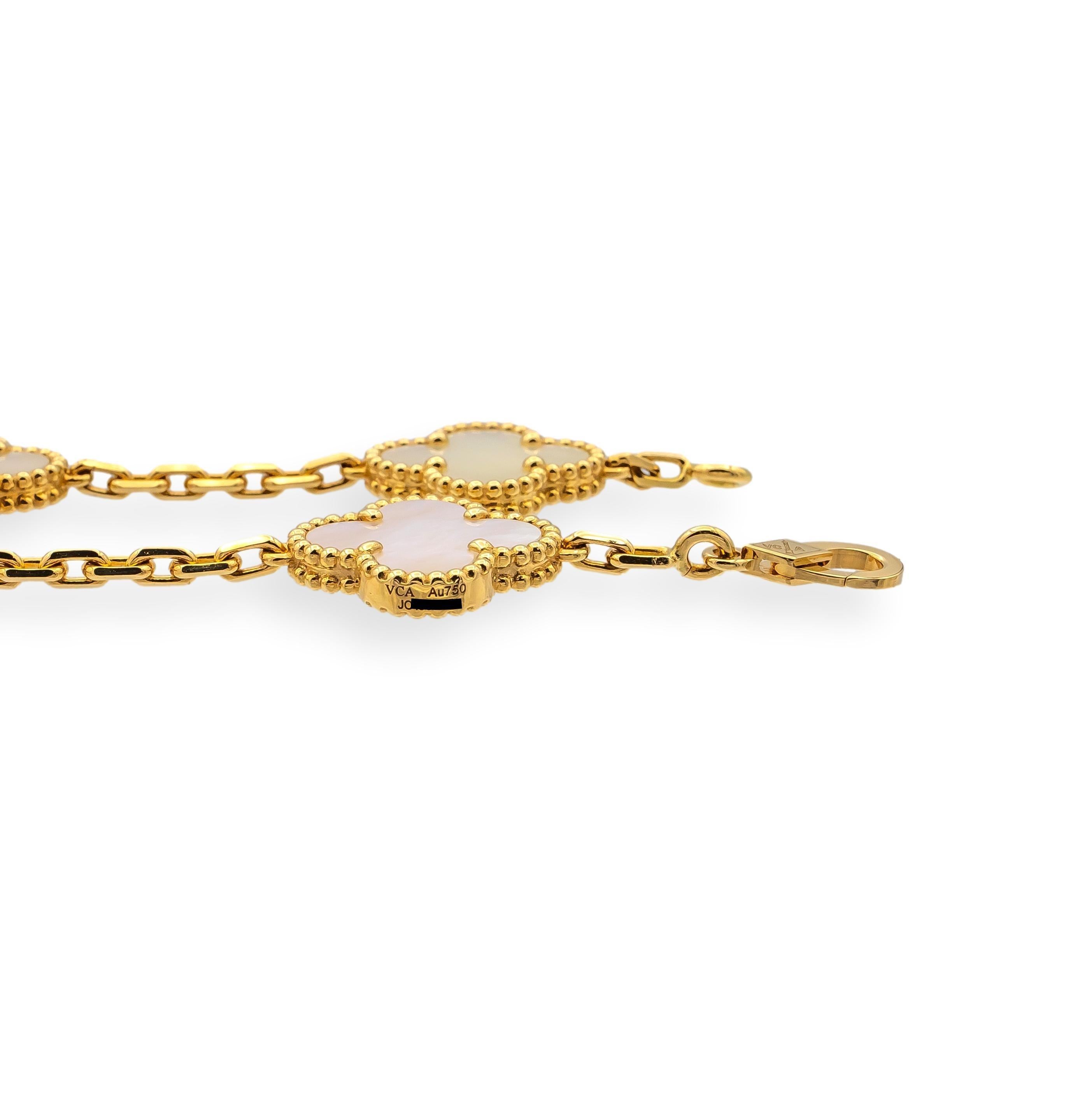 Van Cleef & Arpels Bracelet Alhambra 18 carats vintage à 5 motifs MOP, 7
