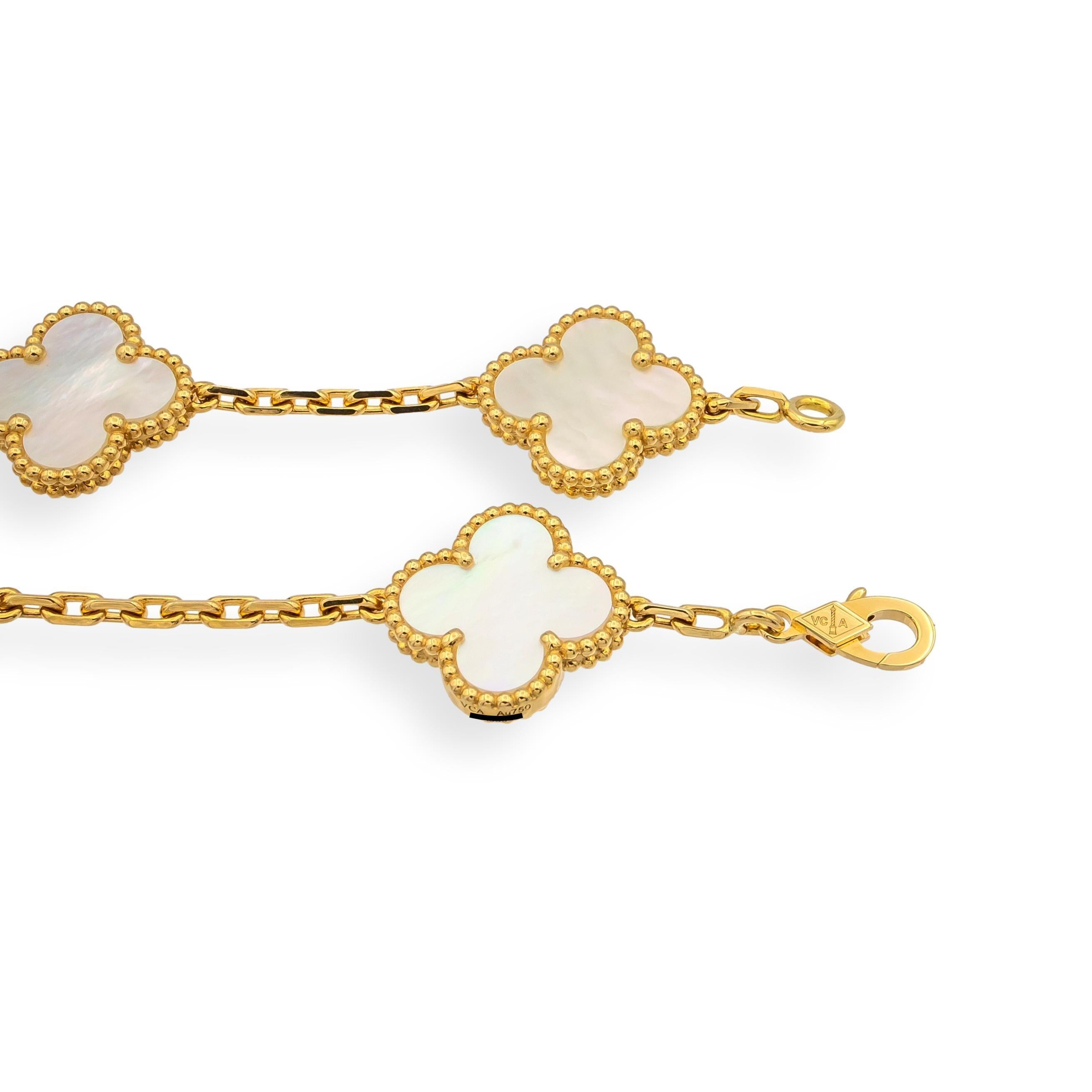  Van Cleef & Arpels Bracelet Alhambra 18 carats vintage à 5 motifs MOP, 7