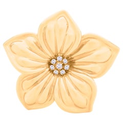 Vintage Van Cleef & Arpels 18KYG Rose de Noel Diamond Flower Brooch