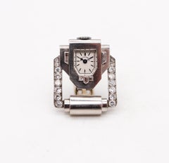 Van Cleef & Arpels 1925 Paris Lapel Clip Watch Platinum With 2.17 Ctw Diamonds