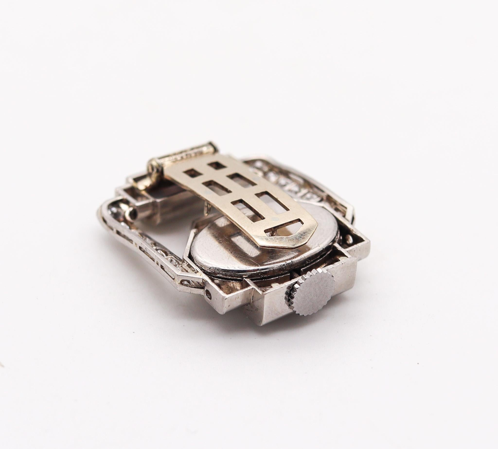 Van Cleef & Arpels 1925 Paris Revers-Clip-Uhr aus Platin mit 2,17 Karat Diamanten für Damen oder Herren im Angebot