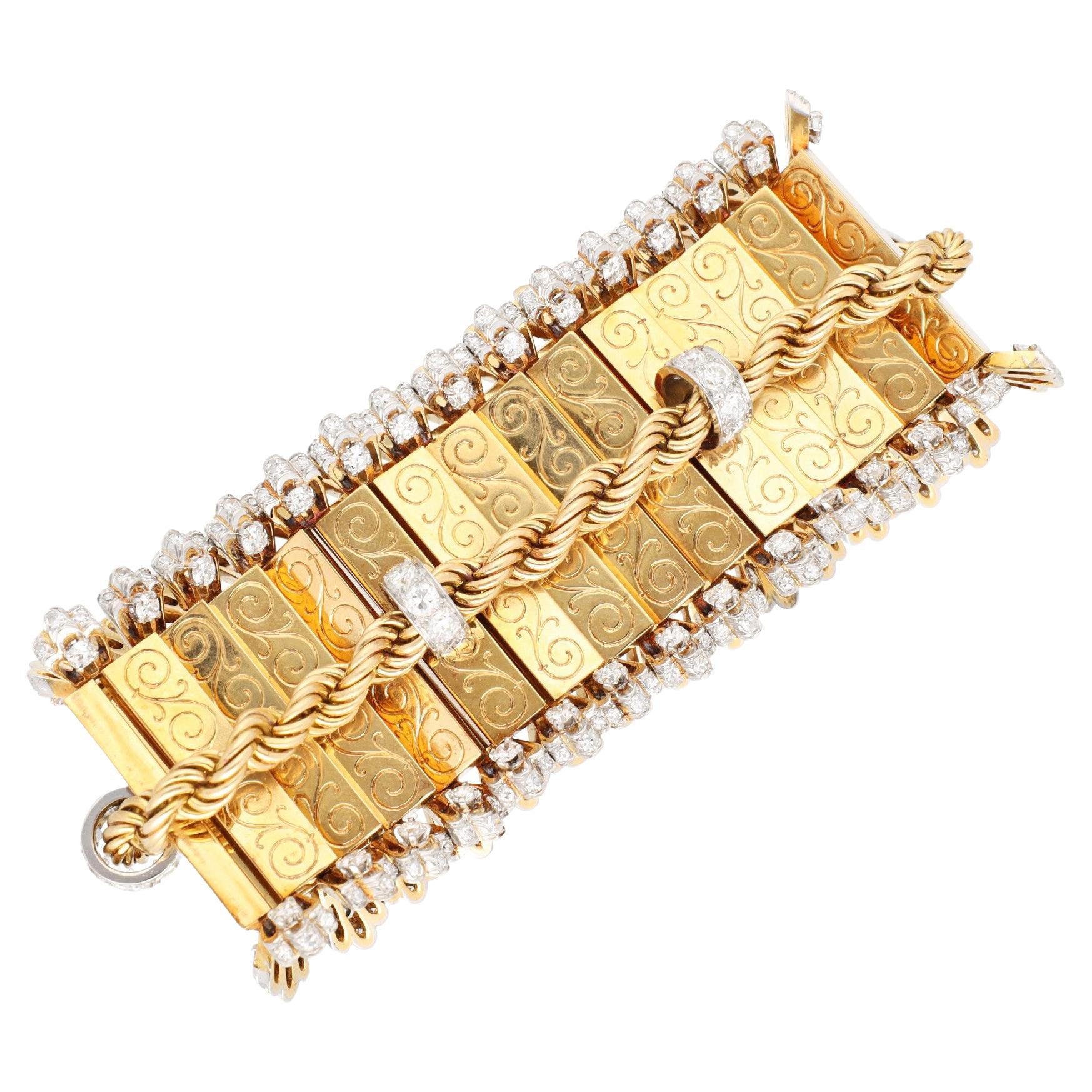 Van Cleef & Arpels 1930s Yellow Gold and Diamond Bracelet