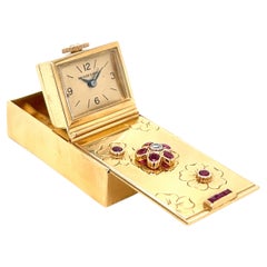 Used Van Cleef & Arpels 1940s Gold Travel Clock