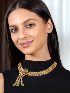 Van Cleef & Arpels 1949 French Diamond 18K Gold Vintage Brooch Necklace