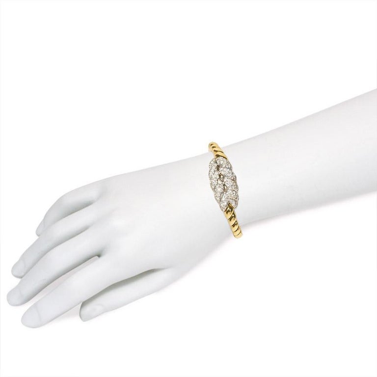 Women's or Men's Van Cleef & Arpels 1950s Gold and Diamond Covered Watch Bracelet For Sale