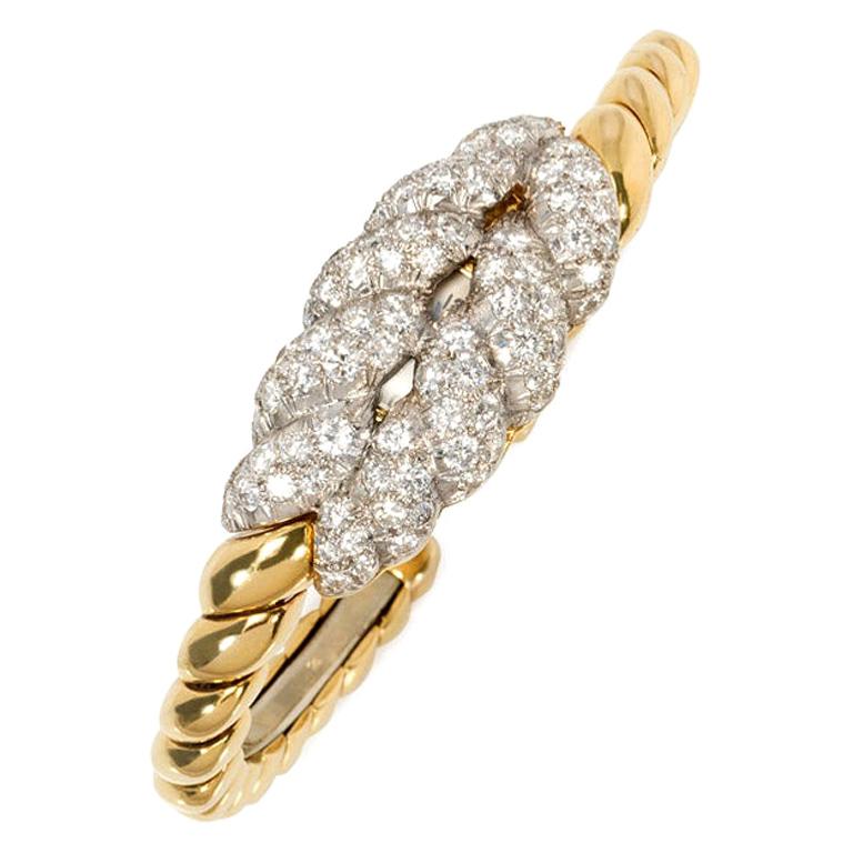 Van Cleef & Arpels 1950s Gold and Diamond Covered Watch Bracelet For Sale