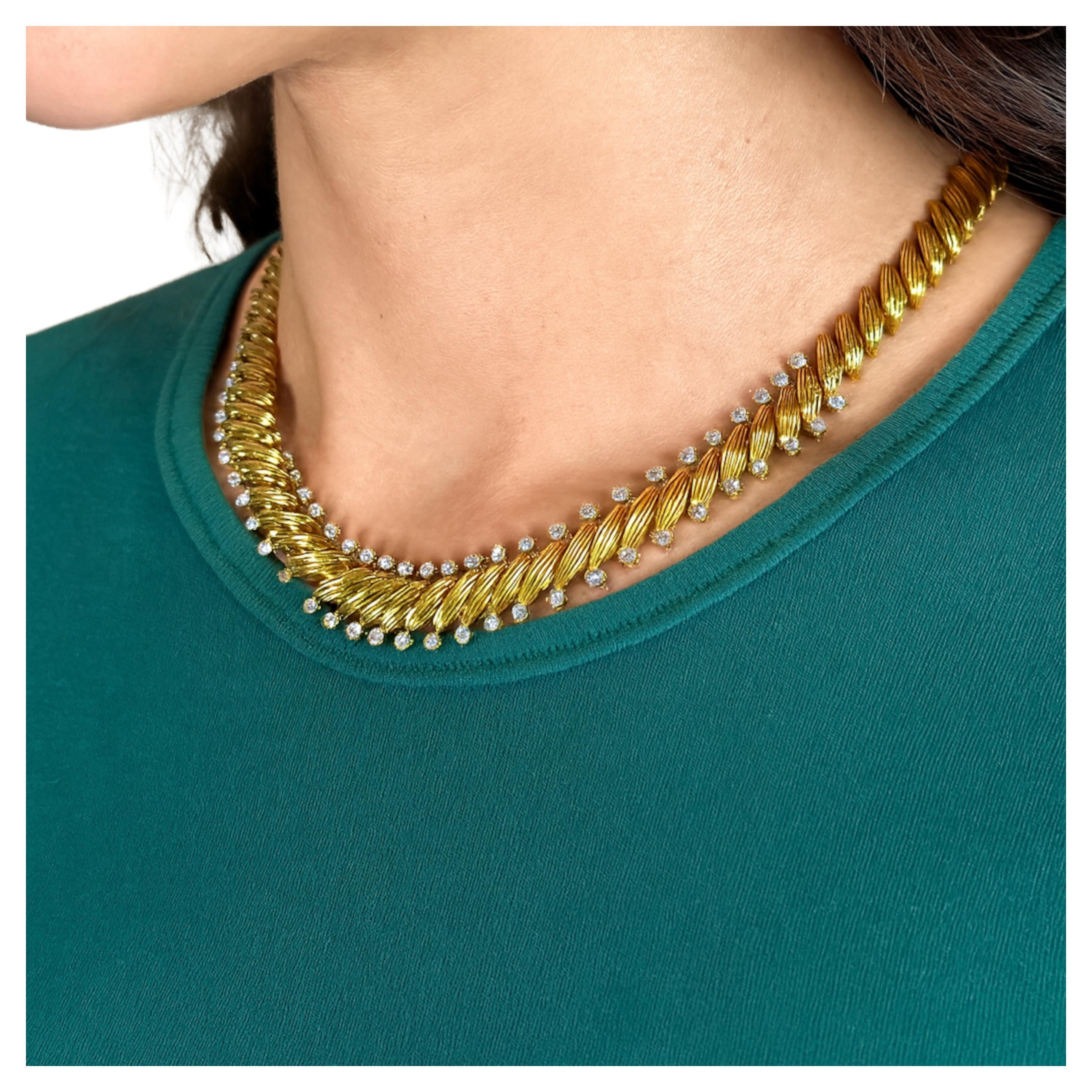 Van Cleef & Arpels 1954 Diamond Necklace in 18K Yellow Gold and Platinum