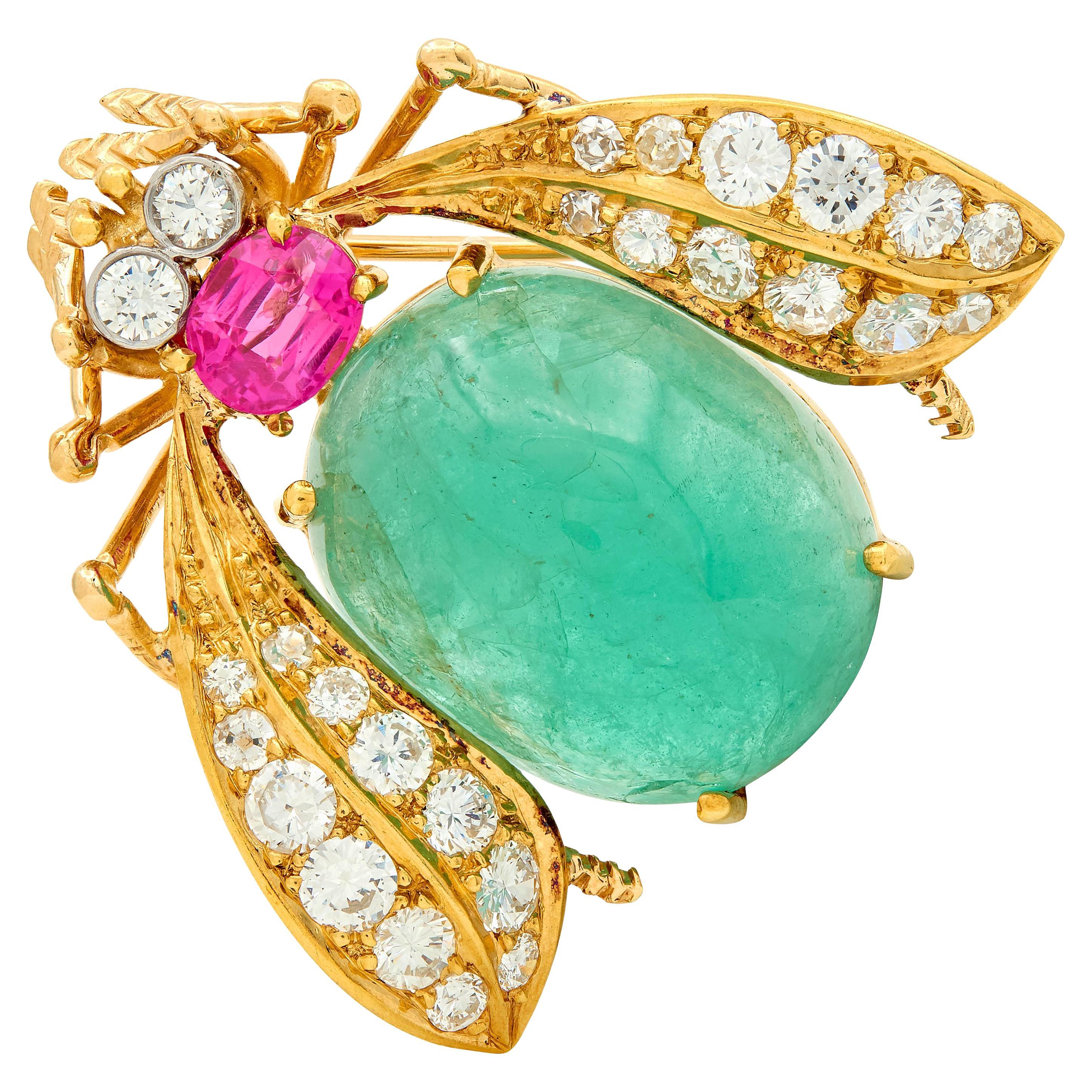 Van Cleef 
Arpels 1960 19.70 CTW Multi-Gem 18K Gold Platin Vintage Biene Brosche im Angebot