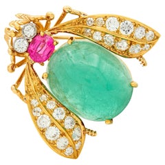 Van Cleef 
Arpels 1960 Broche Abeja Vintage Oro 18K Platino Multi-Gemas 19,70 CTW