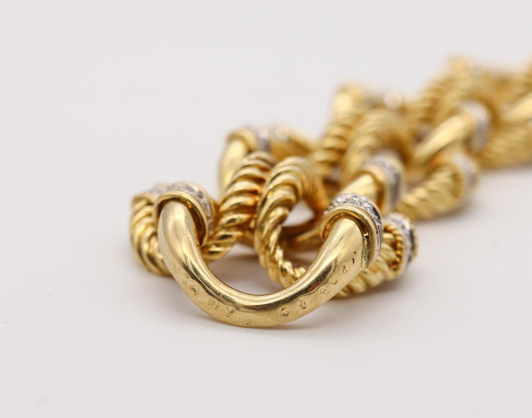 Van Cleef & Arpels 1960 NY Rope Links Bracelet 18 Kt Gold with 1.78 Ctw Diamonds In Excellent Condition In Miami, FL
