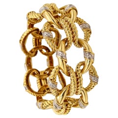 Van Cleef & Arpels 1960 NY Rope Links Bracelet 18 Kt Gold with 1.78 Ctw Diamonds