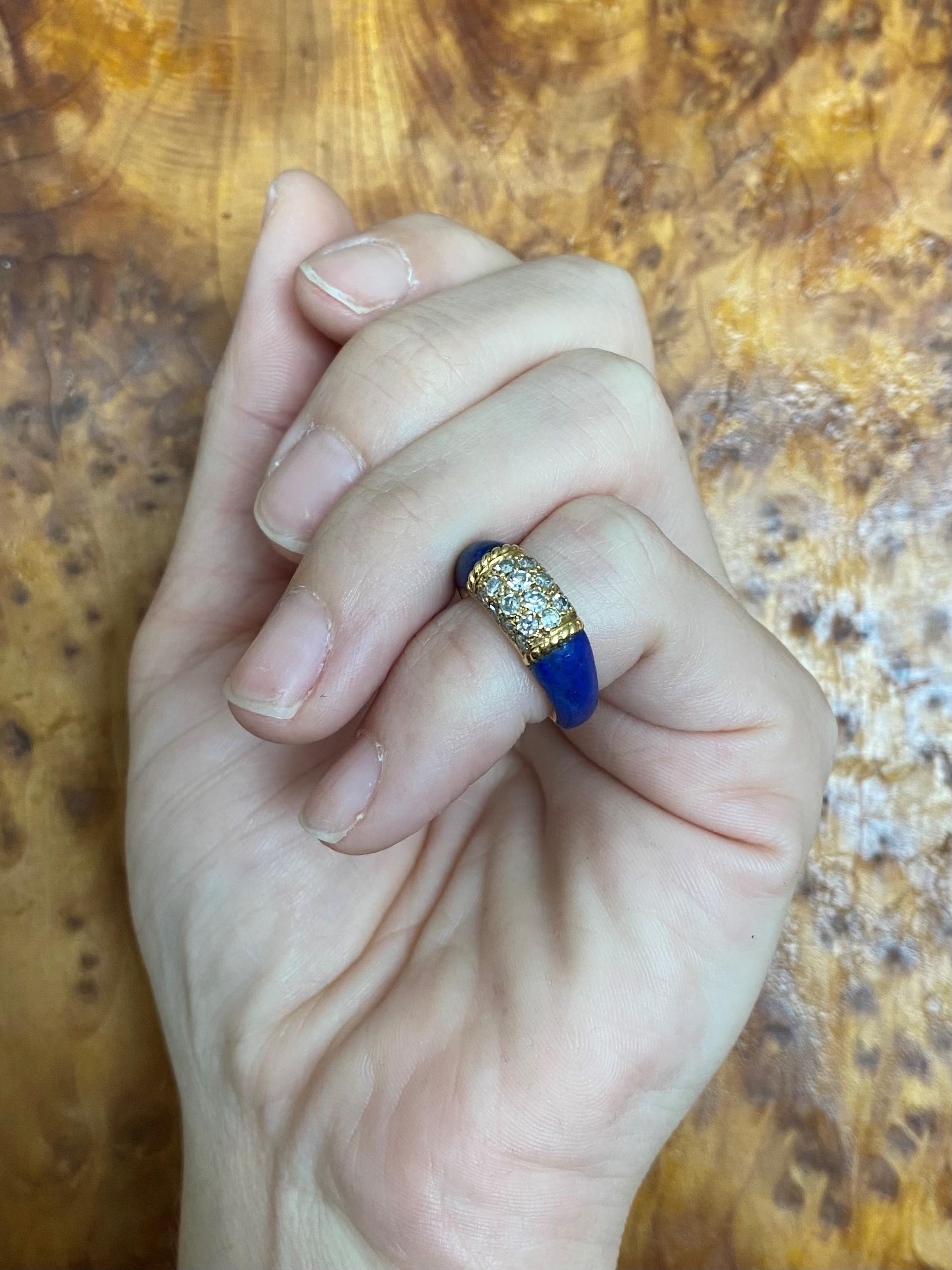 Van Cleef & Arpels 1960 Paris Philippines Lapis Lazuli Ring 18Kt Gold Diamonds 3
