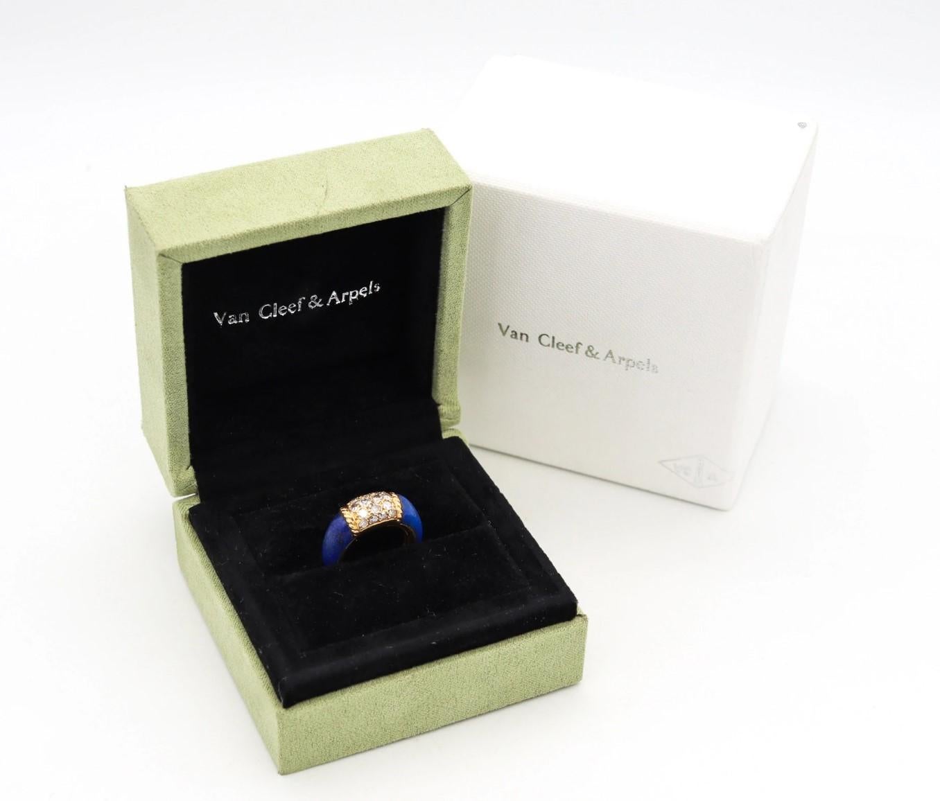 Classic Philippines ring designed by Van Cleef & Arpels.

A vintage ring manufactured in Paris, France by the house of Van Cleef & Arpels, back in the 1960's. This colorful Philippines ring has been crafted in solid yellow gold of 18 karats, with