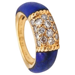 Van Cleef & Arpels 1960 Paris Philippines Lapis Lazuli Ring 18Kt Gold Diamonds