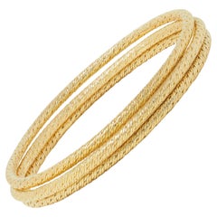 Van Cleef & Arpels 1960's 18 Karat Yellow Gold Rope Bangle Bracelet Set