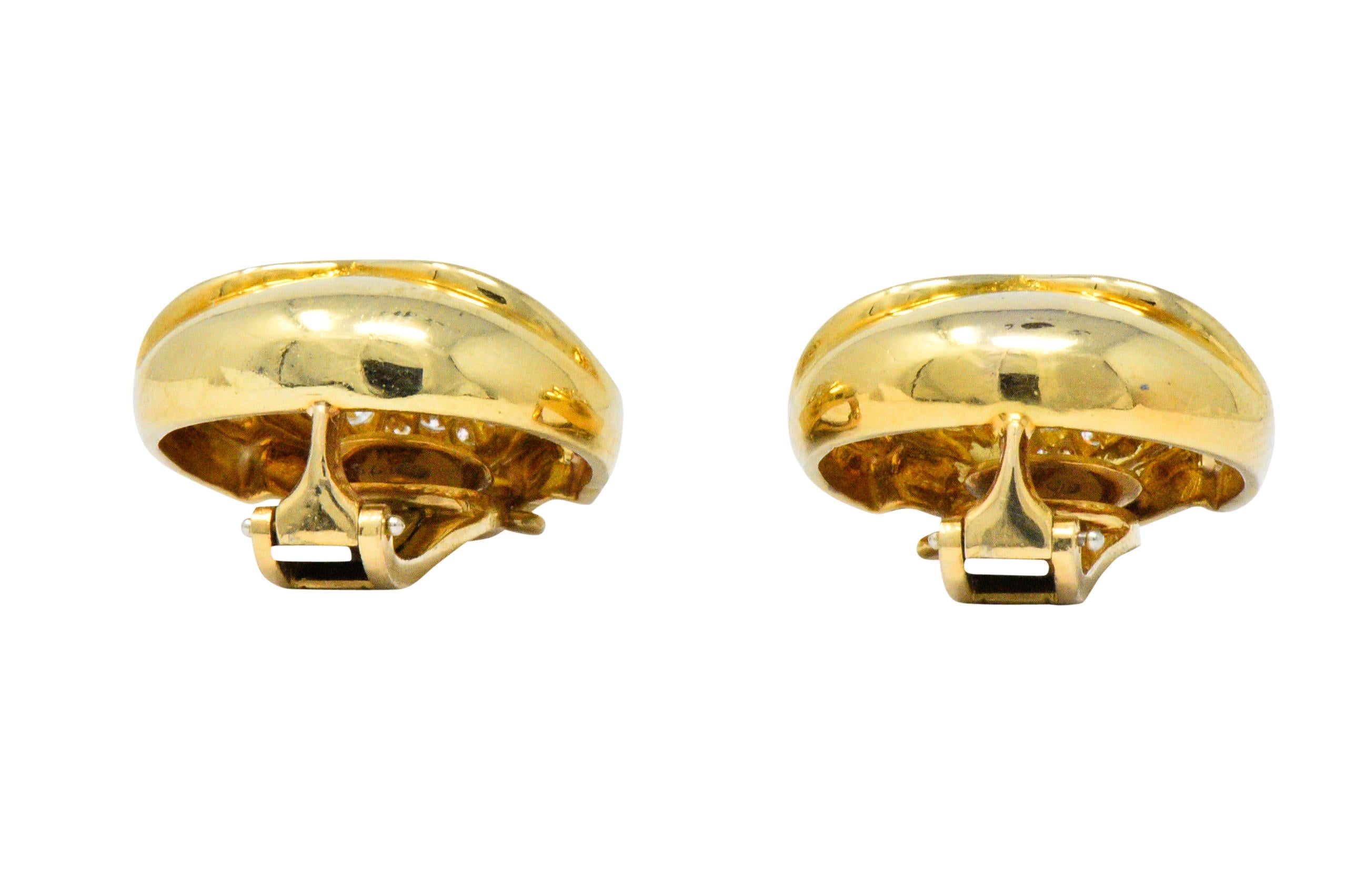 Van Cleef & Arpels 1960s 3.75 Carat Diamond 18 Karat Yellow Gold Ear-Clips 3