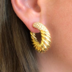 Van Cleef & Arpels 1960s Diamond and Gold Hoop Earrings