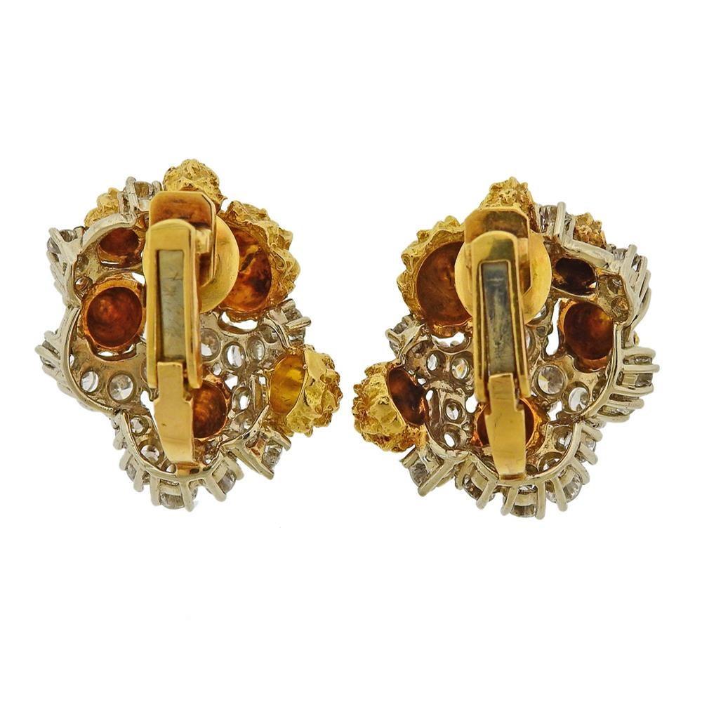 Van Cleef & Arpels 1960s Gold Diamond Earrings In Excellent Condition For Sale In New York, NY
