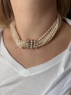Van Cleef & Arpels 1960s Pearl Diamond Yellow Gold Multi Strand Necklace