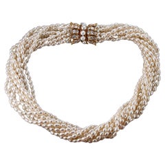 Van Cleef & Arpels 1960 Collana a più fili con perle e diamanti in oro giallo