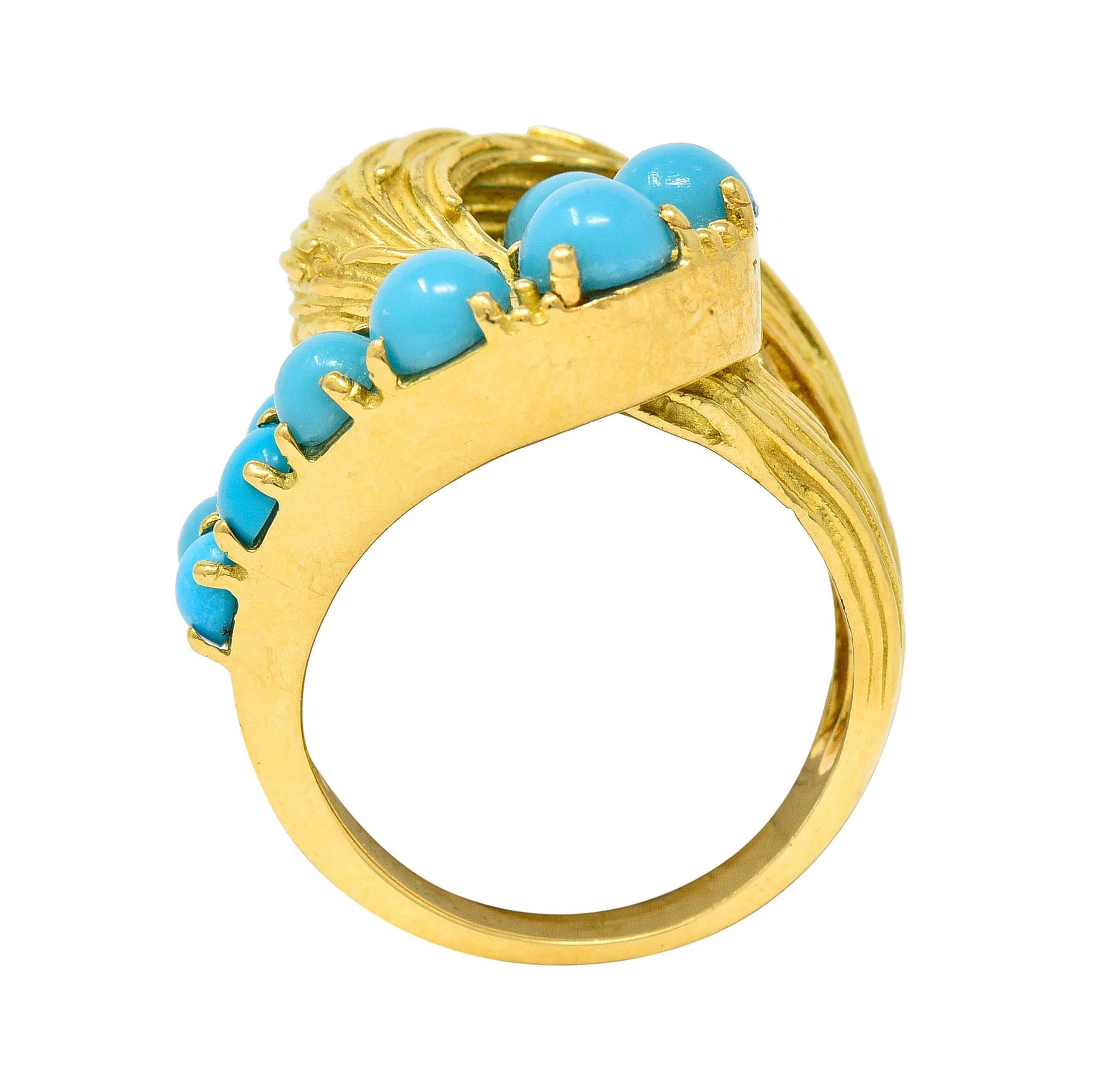 Van Cleef & Arpels 1960's Turquoise 18K Yellow Gold Textured Loop Vintage Ring 5